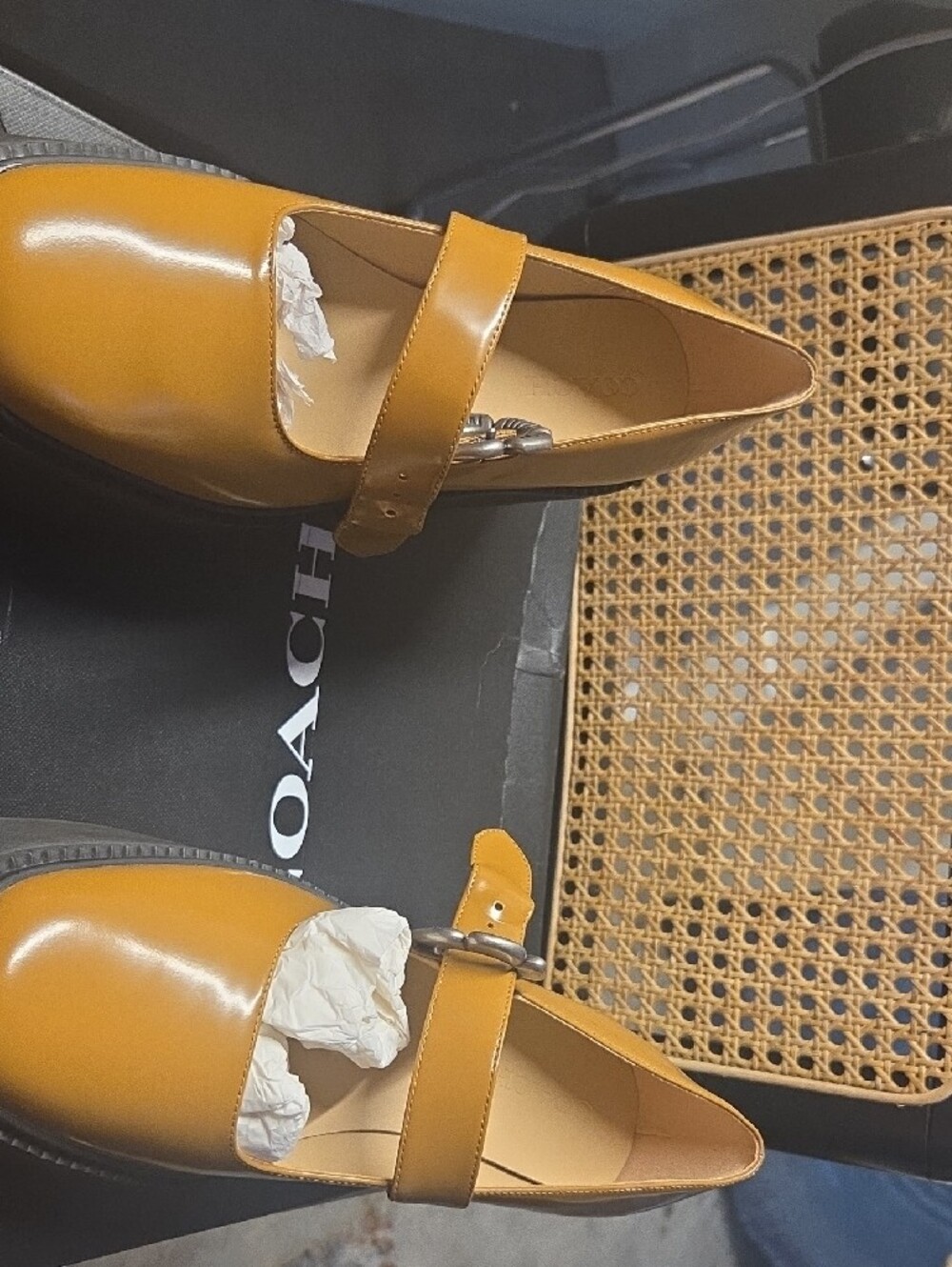 Platform Mary Jane Shoes in Mustard Yellow - Picture 4 of 5